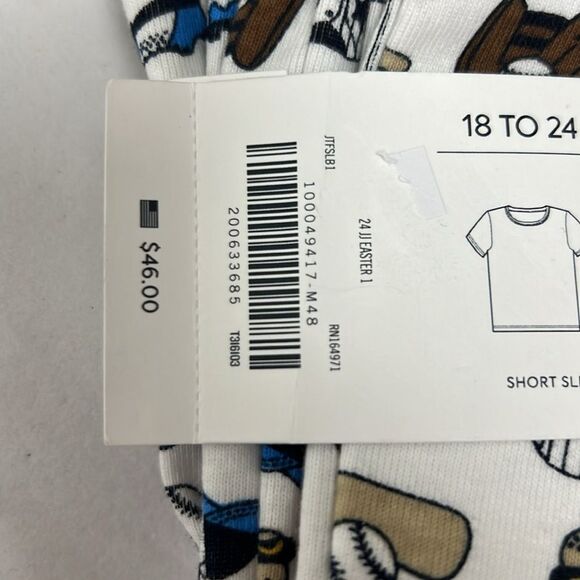 Janie and Jack 100049417 Good Night Short Sleeve Pajama In Baseball Star size 1 - Picture 6 of 8